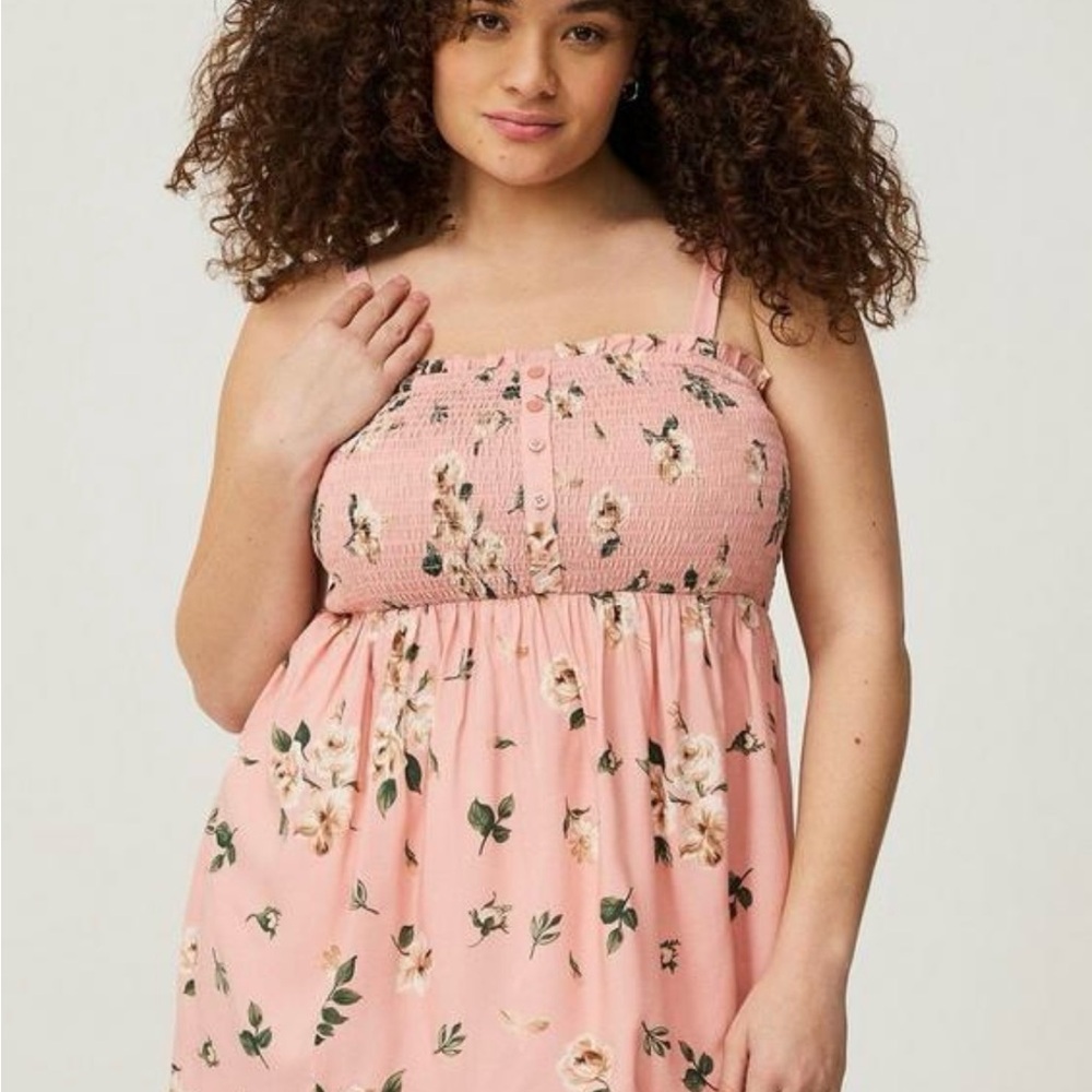 Torrid Pink Floral Smocked Top